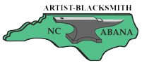 Green map of North Carolina with a black anvil and the title in black letters.